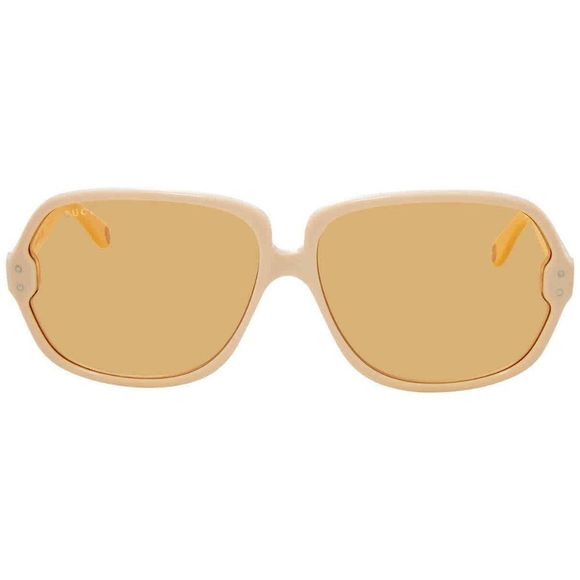 NEW Gucci Yellow and Beige Square Men's Sunglasses - Picture 2 of 4